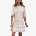 Gaëlle | Knitted Dress with Pleated Hem for Cold Season