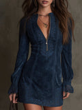 Delphine – Mini velvet dress with elegant lace inserts