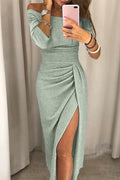 Eirian | Evening Dress with Off-Shoulder Design and Pleated Corset
