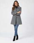 Harper | Women's A Line Swing Coat – Button Front, Point Collar