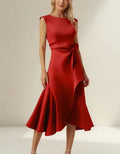 Juliette – Asymmetrical Draped Midi Dress with Modern and Elegant Style